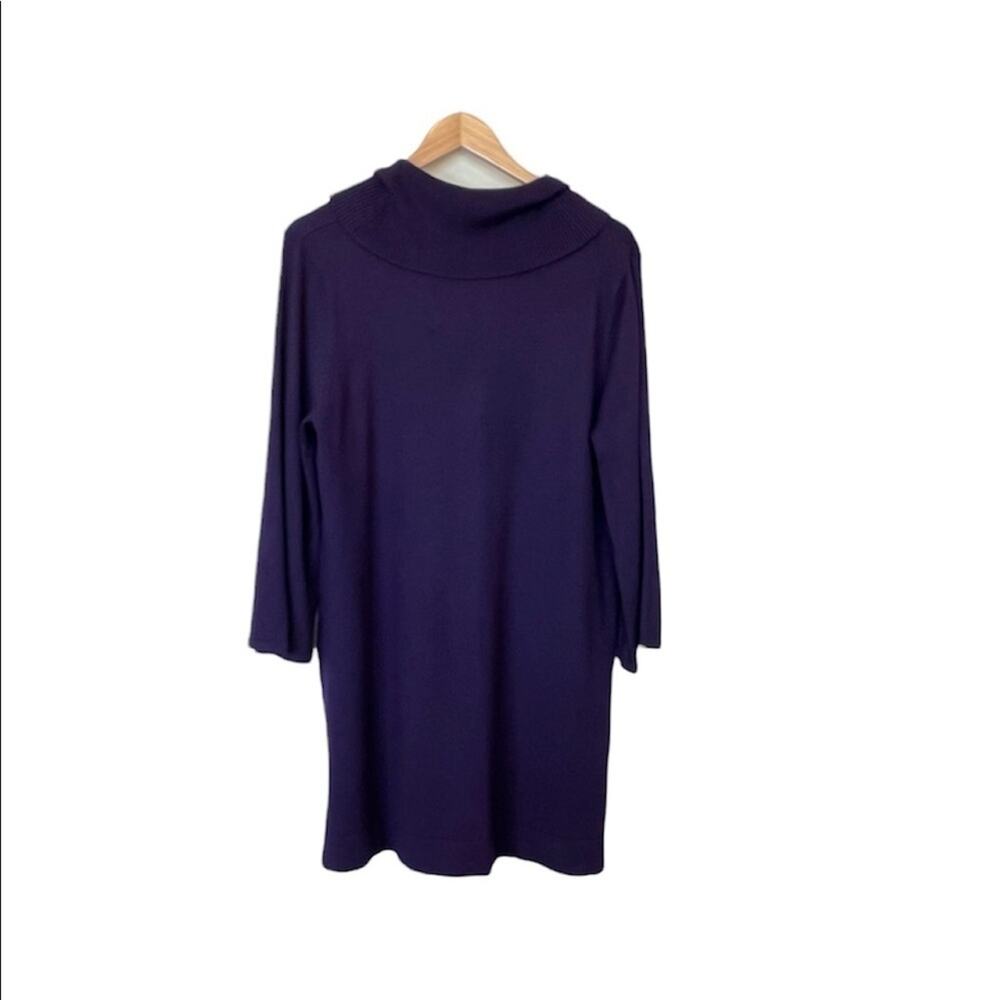 Style & Co purple cowl neck rib knit long sleeve shift sweater dress large NEW - Picture 3 of 8